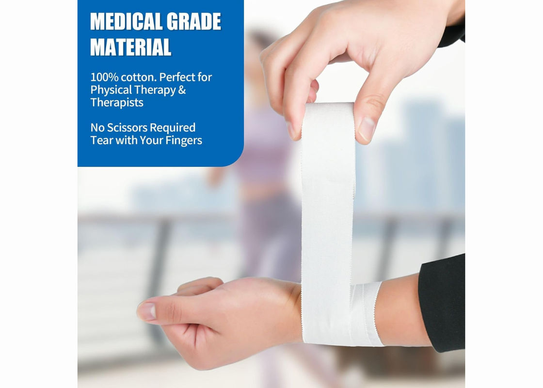 White Color Athletic Tape Cotton Adhesive Trainers Sports Wrapping Prevent Injuries