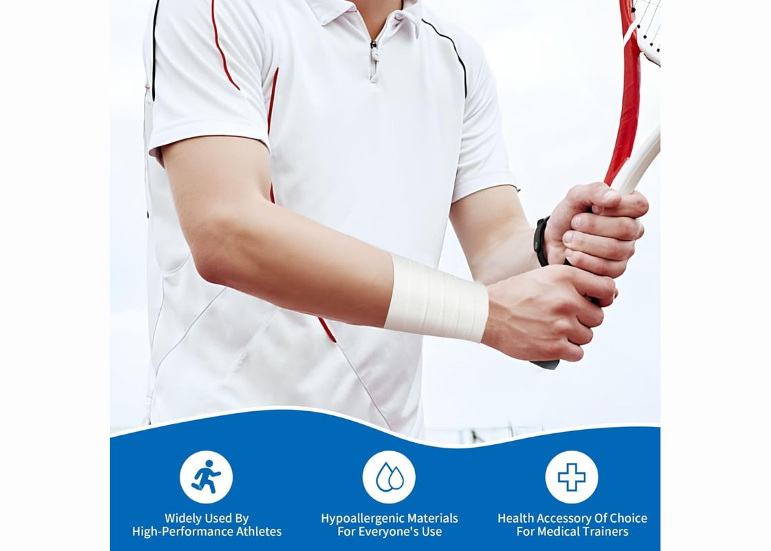 White Color Athletic Tape Cotton Adhesive Trainers Sports Wrapping Prevent Injuries