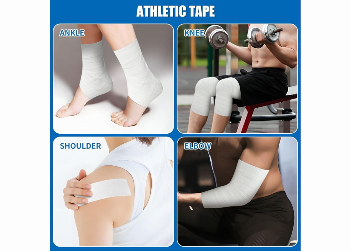 White Color Athletic Tape Cotton Adhesive Trainers Sports Wrapping Prevent Injuries